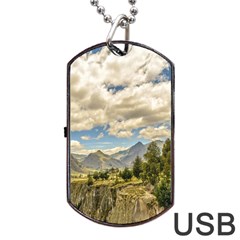 Valley And Andes Range Mountains Latacunga Ecuador Dog Tag Usb Flash (one Side) by dflcprints