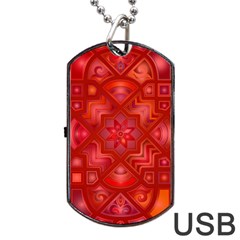 Geometric Line Art Background Dog Tag Usb Flash (two Sides)