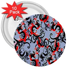 Dragon Pattern 3  Buttons (10 Pack) 