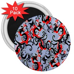 Dragon Pattern 3  Magnets (10 Pack)  by Nexatart