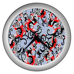 Dragon Pattern Wall Clocks (silver)  by Nexatart