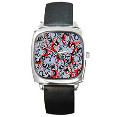 Dragon Pattern Square Metal Watch