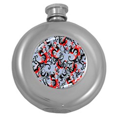 Dragon Pattern Round Hip Flask (5 Oz)