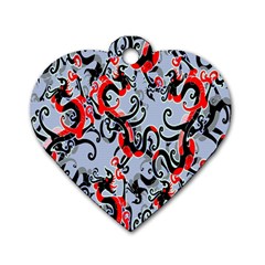 Dragon Pattern Dog Tag Heart (one Side) by Nexatart