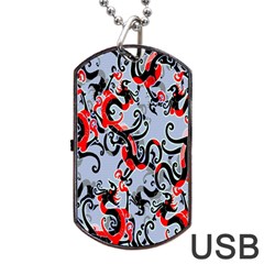 Dragon Pattern Dog Tag Usb Flash (two Sides) by Nexatart