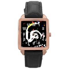 Abstraction Rose Gold Leather Watch 