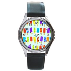 Food Pattern Round Metal Watch