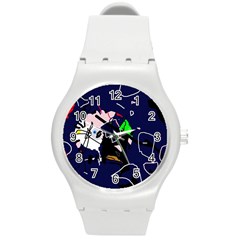 Abstraction Round Plastic Sport Watch (M)