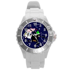 Abstraction Round Plastic Sport Watch (L)