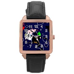 Abstraction Rose Gold Leather Watch 