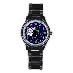 Abstraction Stainless Steel Round Watch by Valentinaart