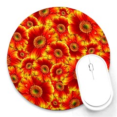 Gerbera Flowers Blossom Bloom Round Mousepads by Nexatart