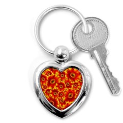 Gerbera Flowers Blossom Bloom Key Chains (heart)  by Nexatart