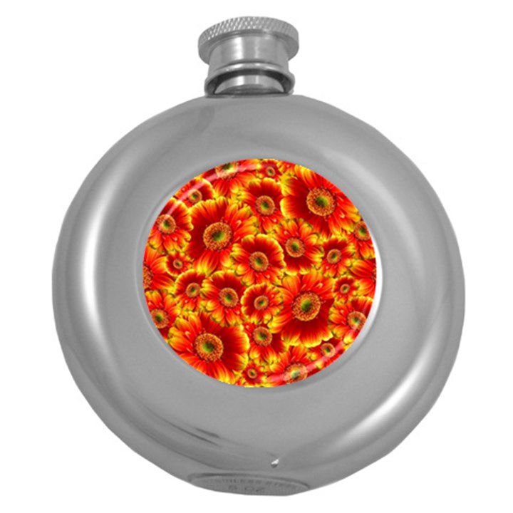 Gerbera Flowers Blossom Bloom Round Hip Flask (5 oz)