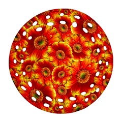 Gerbera Flowers Blossom Bloom Ornament (round Filigree)