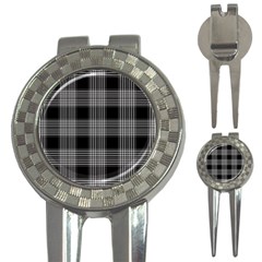 Plaid Checks Background Black 3-in-1 Golf Divots by Nexatart