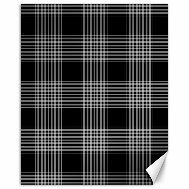 Plaid Checks Background Black Canvas 16  x 20  