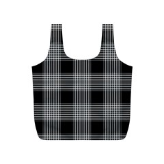 Plaid Checks Background Black Full Print Recycle Bags (s) 