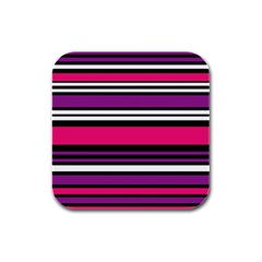 Stripes Colorful Background Rubber Square Coaster (4 Pack) 