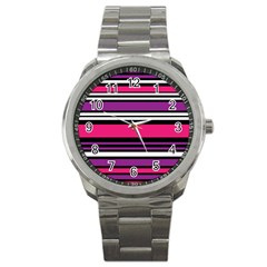 Stripes Colorful Background Sport Metal Watch