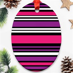 Stripes Colorful Background Oval Ornament (two Sides) by Nexatart