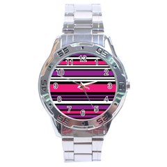 Stripes Colorful Background Stainless Steel Analogue Watch