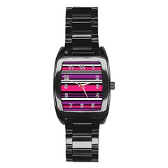 Stripes Colorful Background Stainless Steel Barrel Watch