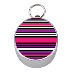 Stripes Colorful Background Mini Silver Compasses by Nexatart