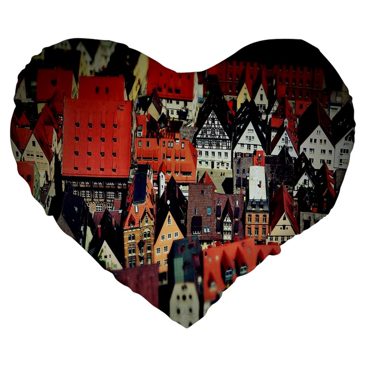 Tilt Shift Of Urban View During Daytime Large 19  Premium Flano Heart Shape Cushions