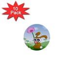 Easter Spring Flowers Happy 1  Mini Buttons (10 pack)  Front