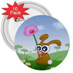 Easter Spring Flowers Happy 3  Buttons (10 Pack)  by Nexatart