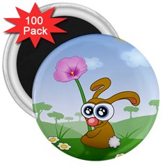 Easter Spring Flowers Happy 3  Magnets (100 Pack)