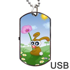 Easter Spring Flowers Happy Dog Tag Usb Flash (one Side) by Nexatart