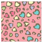 Rainbow leopard styled hearts  Large Satin Scarf (Square) Front