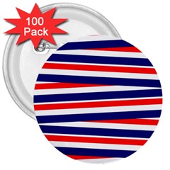 Red White Blue Patriotic Ribbons 3  Buttons (100 Pack)  by Nexatart