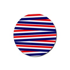 Red White Blue Patriotic Ribbons Rubber Coaster (round)  by Nexatart