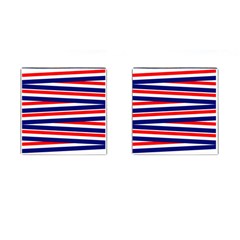 Red White Blue Patriotic Ribbons Cufflinks (square) by Nexatart