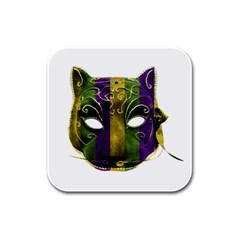 Catwoman Mardi Gras Mask Rubber Square Coaster (4 Pack)  by dflcprints