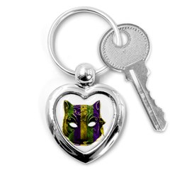 Catwoman Mardi Gras Mask Key Chains (heart)  by dflcprints