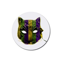 Catwoman Mardi Gras Mask Rubber Coaster (round)  by dflcprints