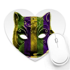 Catwoman Mardi Gras Mask Heart Mousepads by dflcprints