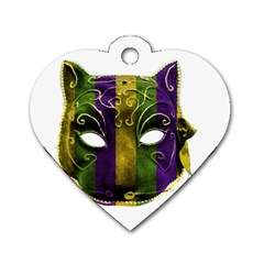 Catwoman Mardi Gras Mask Dog Tag Heart (two Sides) by dflcprints