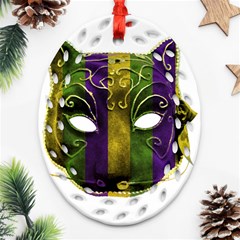 Catwoman Mardi Gras Mask Ornament (oval Filigree) by dflcprints