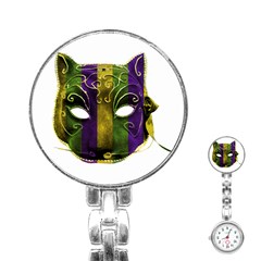 Catwoman Mardi Gras Mask Stainless Steel Nurses Watch by dflcprints