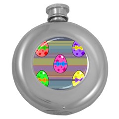 Holidays Occasions Easter Eggs Round Hip Flask (5 Oz) by Nexatart