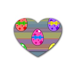 Holidays Occasions Easter Eggs Rubber Coaster (heart)  by Nexatart