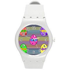 Holidays Occasions Easter Eggs Round Plastic Sport Watch (m) by Nexatart