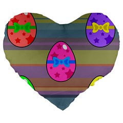 Holidays Occasions Easter Eggs Large 19  Premium Flano Heart Shape Cushions by Nexatart