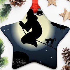 Halloween Card With Witch Vector Clipart Star Ornament (two Sides) by Nexatart