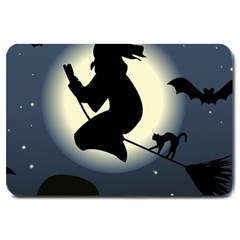 Halloween Card With Witch Vector Clipart Large Doormat  by Nexatart